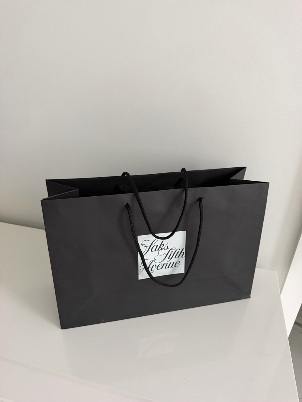 Saks Fifth Avenue Black Paper Gift Bag with Rope Handles - Picture 2 of 2
